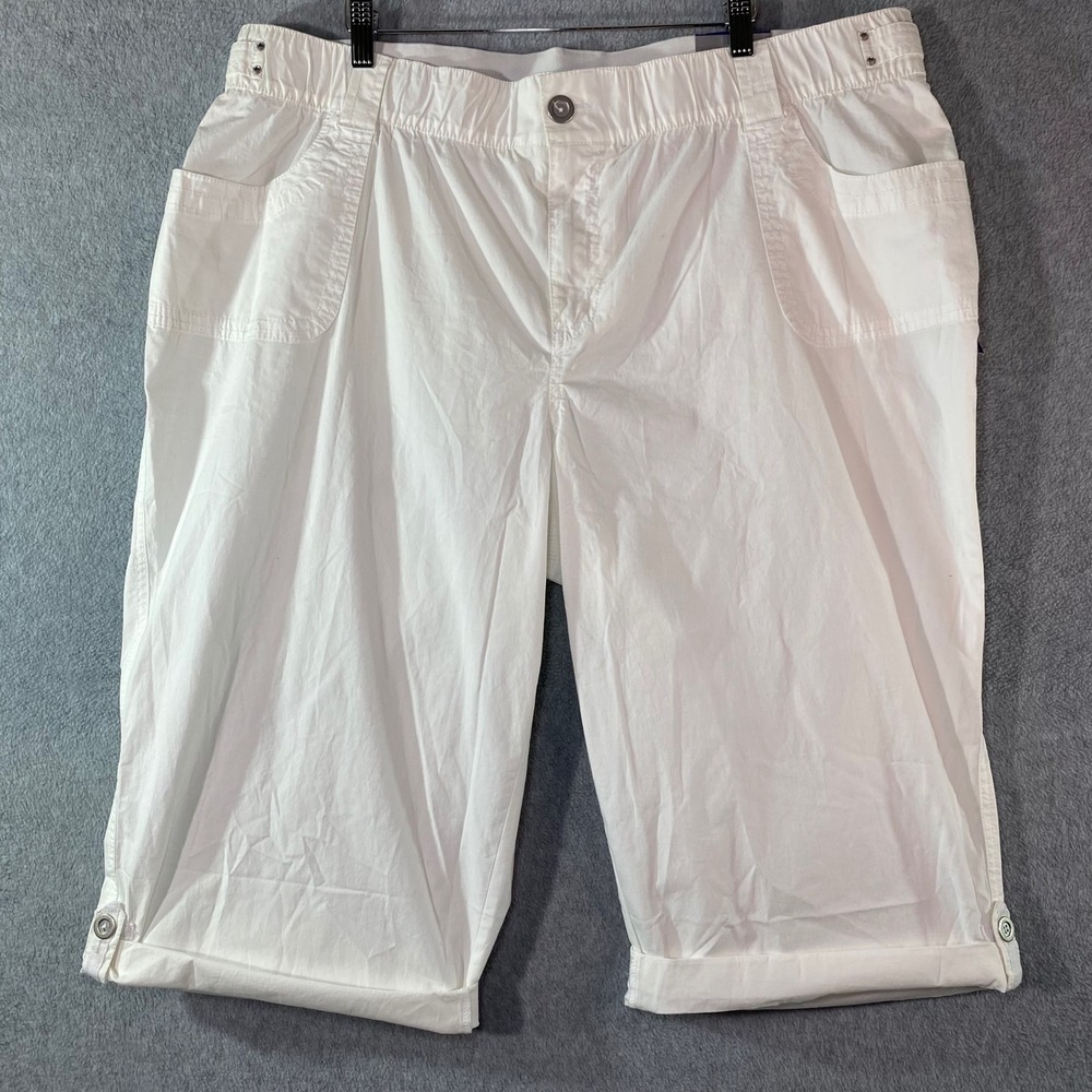 Catherine's Capri Pants Women's Sz 2X White Comfort Waist Stretch Cotton NWT New